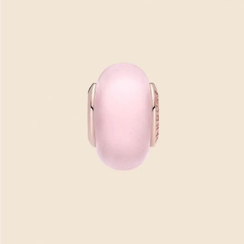 New Matte Pink Glass Murano Charm - Picture 3 of 3
